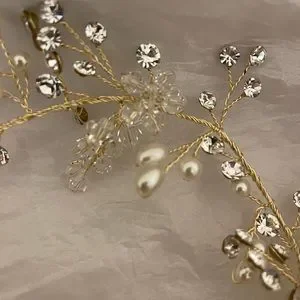 Ulyana Aster Gold Hairpiece with Pearls and Crystals Hairpiece - Maria - Ulyana Aster main image 2
